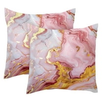 PhooArto Golden Pink Marble Print Set of 2 Throw Pillow Covers Cases - 16" x 16" Square Decorative Cushion Covers for Sofa Couch Bed Home Decoration