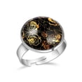 thumbnail image 1 of PhooArto Golden Roses Flower Silhouette Pattern Stainless Steel Rings for Women, Open Adjustable Ring Promise Ring Jewelry Gifts, 1 of 5