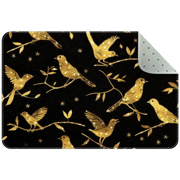 PhooArto Golden Shining Bird Silhouette Decorative Doormat, 31x20in Non-Skid Rectangular Floor Mat Switch Mat Area Rug for Indoor Outdoor Home Garden