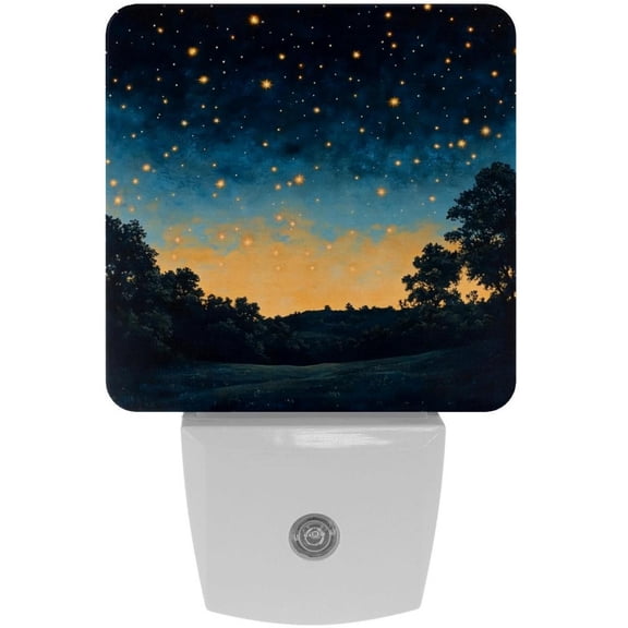 PhooArto Golden Star Galaxy Plug in LED Night Light Auto Sensor Dusk to Dawn Decorative Night for Bedroom, Bathroom, Kitchen, Hallway, Stairs, Baby's Room, Energy Saving