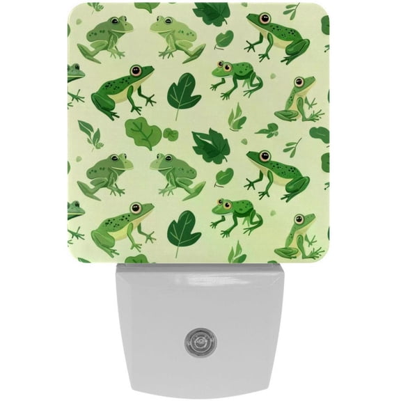 PhooArto Green Animals Frog Pattern Plug in LED Night Light Auto Sensor Dusk to Dawn Decorative Night for Bedroom, Bathroom, Kitchen, Hallway, Stairs, Baby's Room, Energy Saving