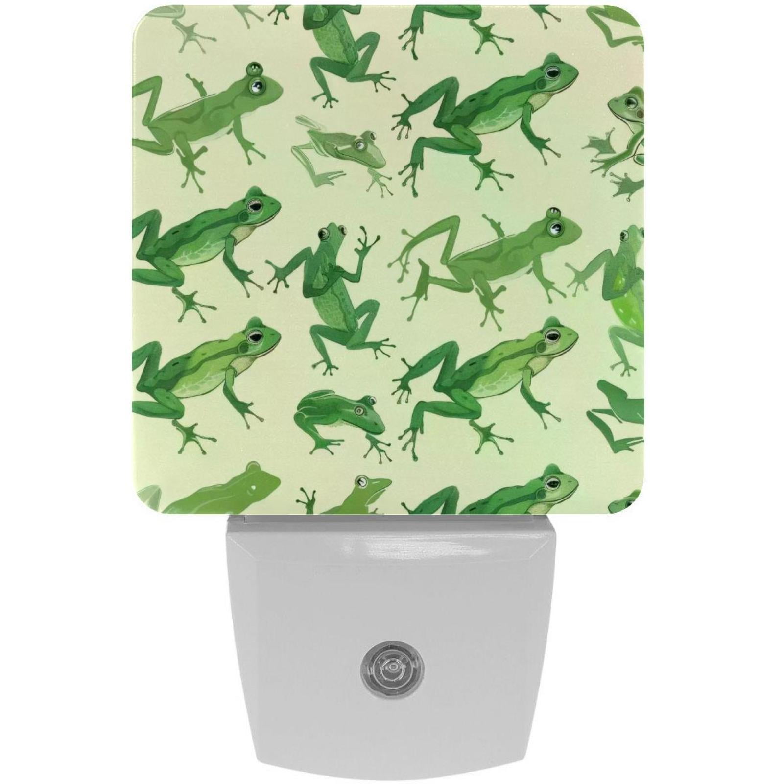 PhooArto Green Frog Pattern Plug in LED Night Light Auto Sensor Dusk to Dawn Decorative Night for Bedroom, Bathroom, Kitchen, Hallway, Stairs, Baby's Room, Energy Saving