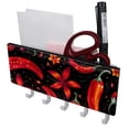 thumbnail image 1 of PhooArto Key Holder for Wall Decorative with 5 Key Hooks, Chili Peppers and Flowers Pattern Holders Wall Mount Organizer with Mail Key Rack, Self Adhesive, 1 of 7