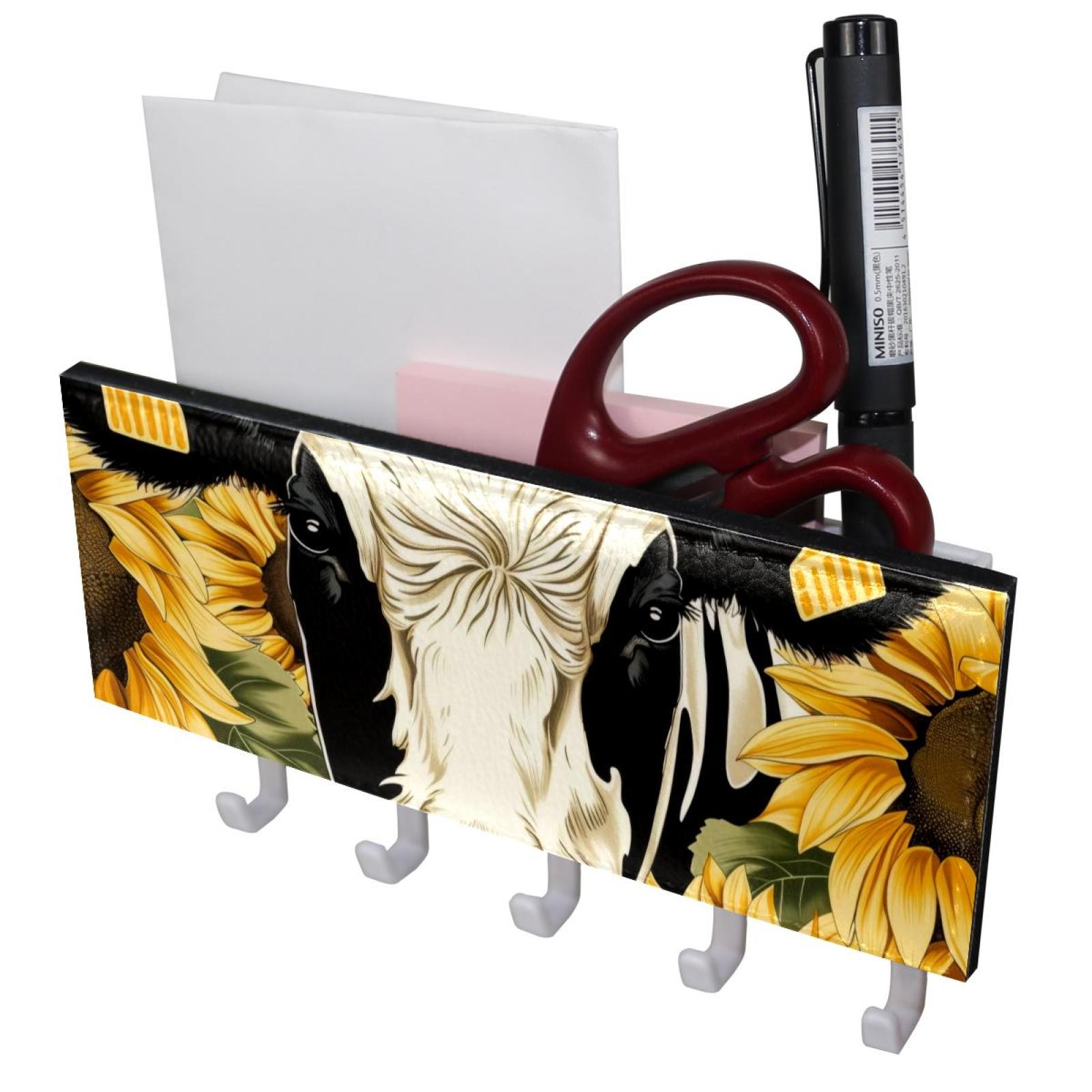 PhooArto Key Holder for Wall Decorative with 5 Key Hooks, Cow Print ...