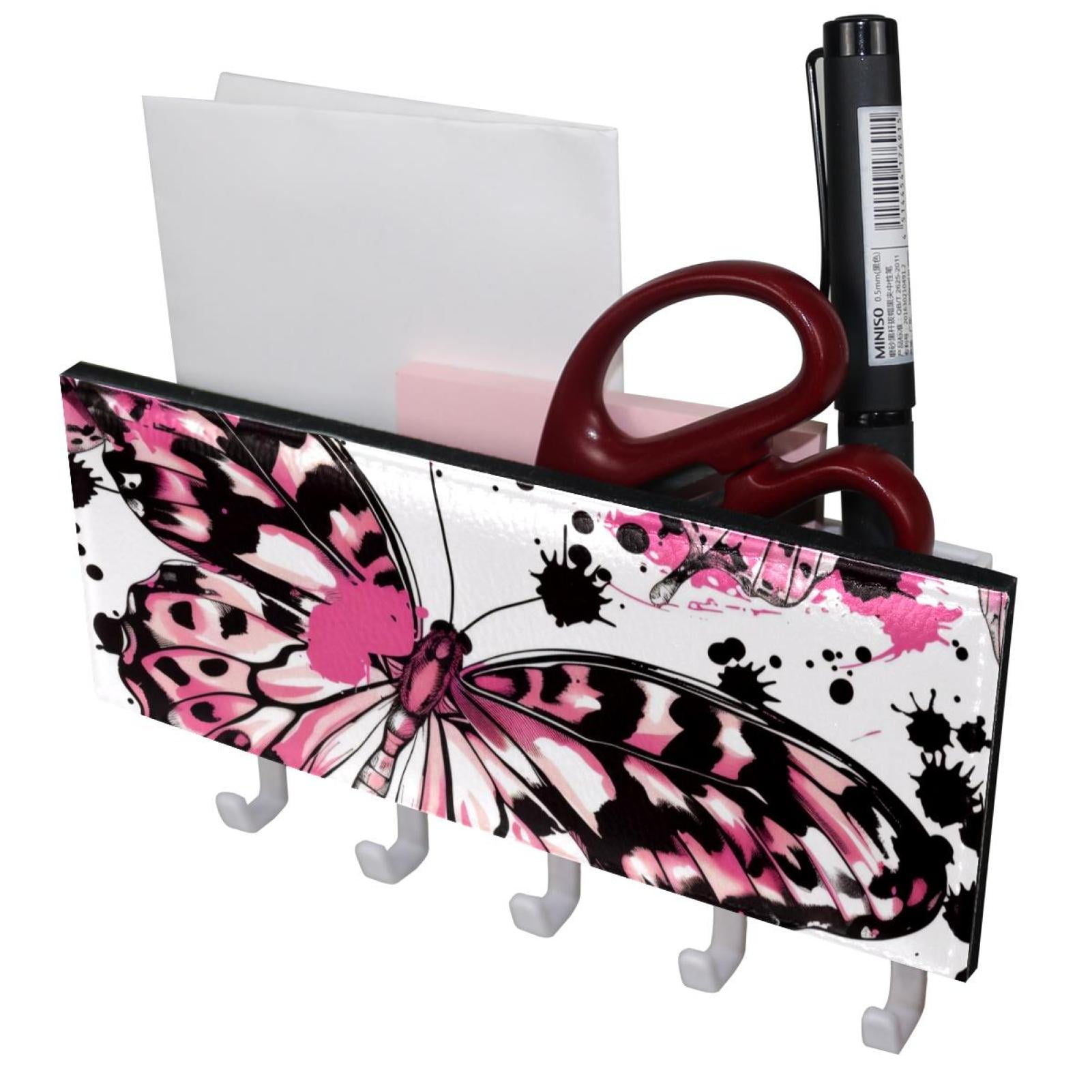 PhooArto Key Holder for Wall Decorative with 5 Key Hooks, Splash Pink ...
