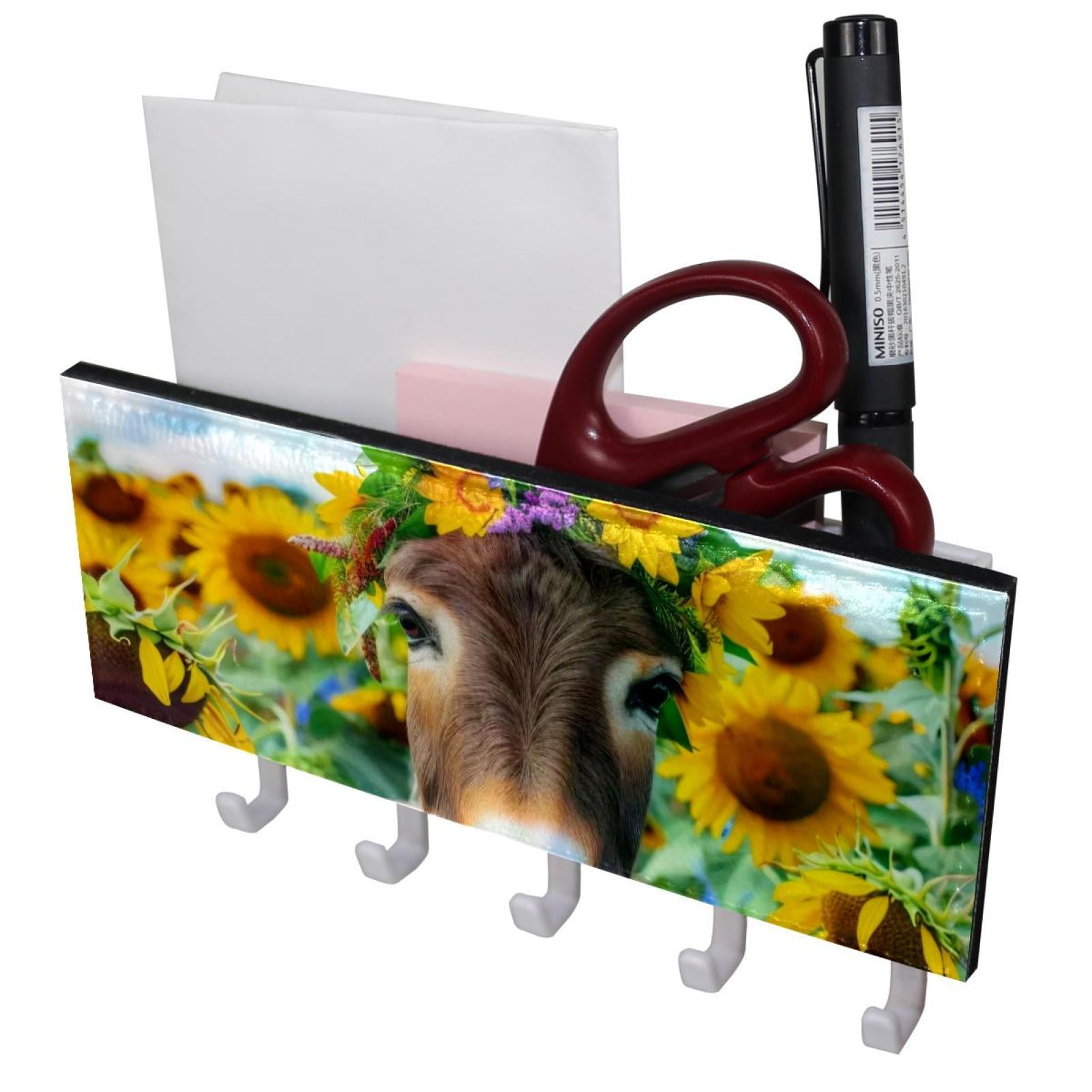 PhooArto Key Holder for Wall Decorative with 5 Key Hooks, Sunflower ...