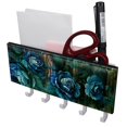 thumbnail image 1 of PhooArto Key Holder for Wall Decorative with 5 Key Hooks, Blue Roses Pattern Rustic Wooden Holders Wall Mount Organizer with Mail Key Rack, Self Adhesive, 1 of 7