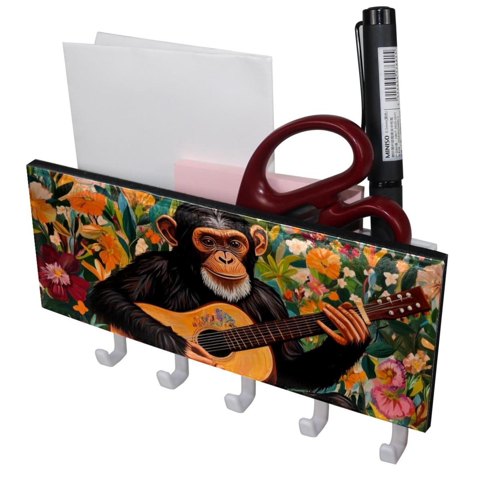 PhooArto Key Holder for Wall Decorative with 5 Key Hooks, Chimpanzee ...