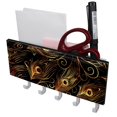 thumbnail image 1 of PhooArto Key Holder for Wall Decorative with 5 Key Hooks, Peacock Feathers Golden Pattern Holders Wall Mount Organizer with Mail Key Rack, Self Adhesive, 1 of 7