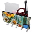 thumbnail image 1 of PhooArto Key Holder for Wall Decorative with 5 Key Hooks, Sunflower Daisy Blue Butterfly on Wooden Board Holders Wall Mount Organizer with Mail Key Rack, Self Adhesive, 1 of 7