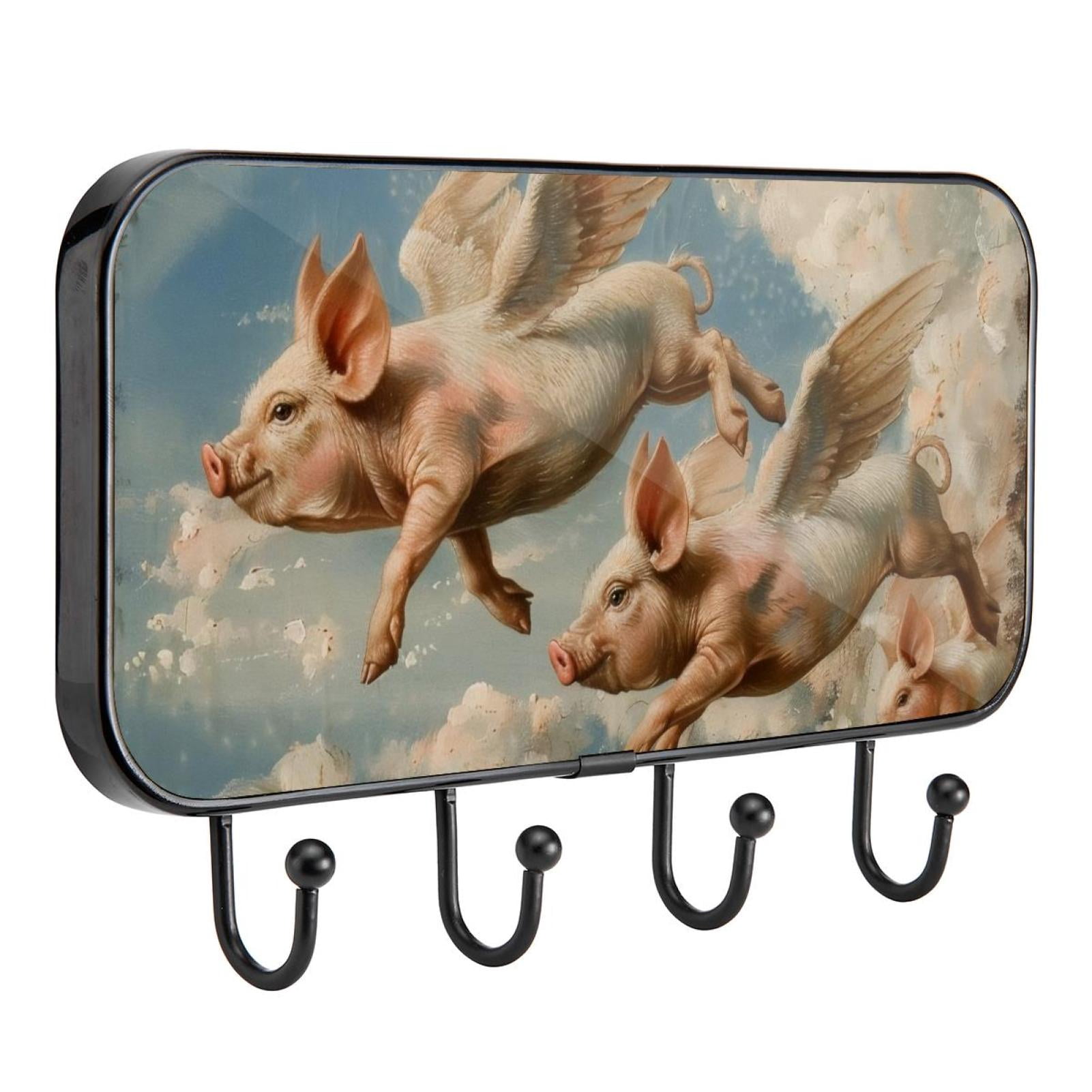 Key Rack Pig PhooArto Key Holder for Wall Decorative Wings Piglets Flying in the Sky ...