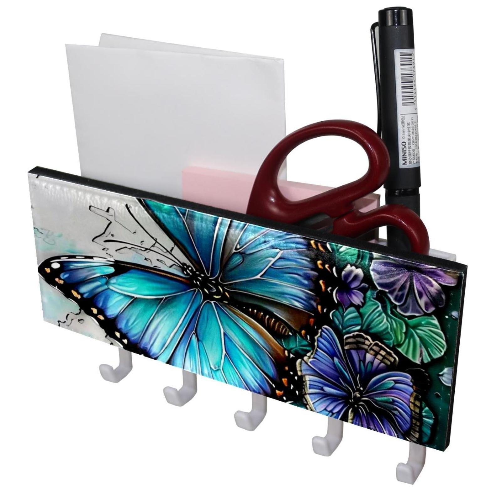 PhooArto Key Holder for Wall Decorative with 5 Key Hooks, Bule Purple ...