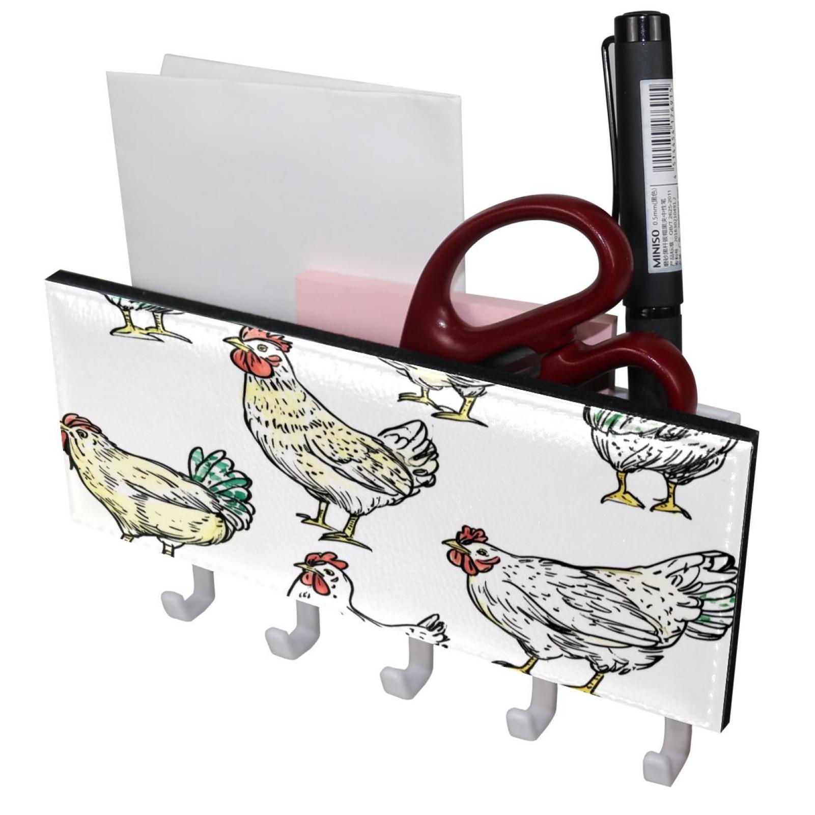 Chicken Key Rack PhooArto Key Holder for Wall Decorative with 5 Key Hooks, Chickens Hens ...