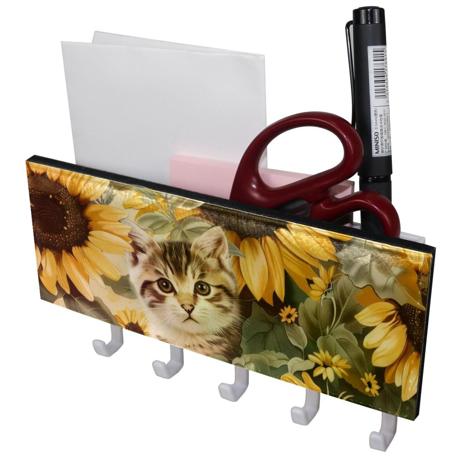 PhooArto Key Holder for Wall Decorative with 5 Key Hooks, Cute Cat ...