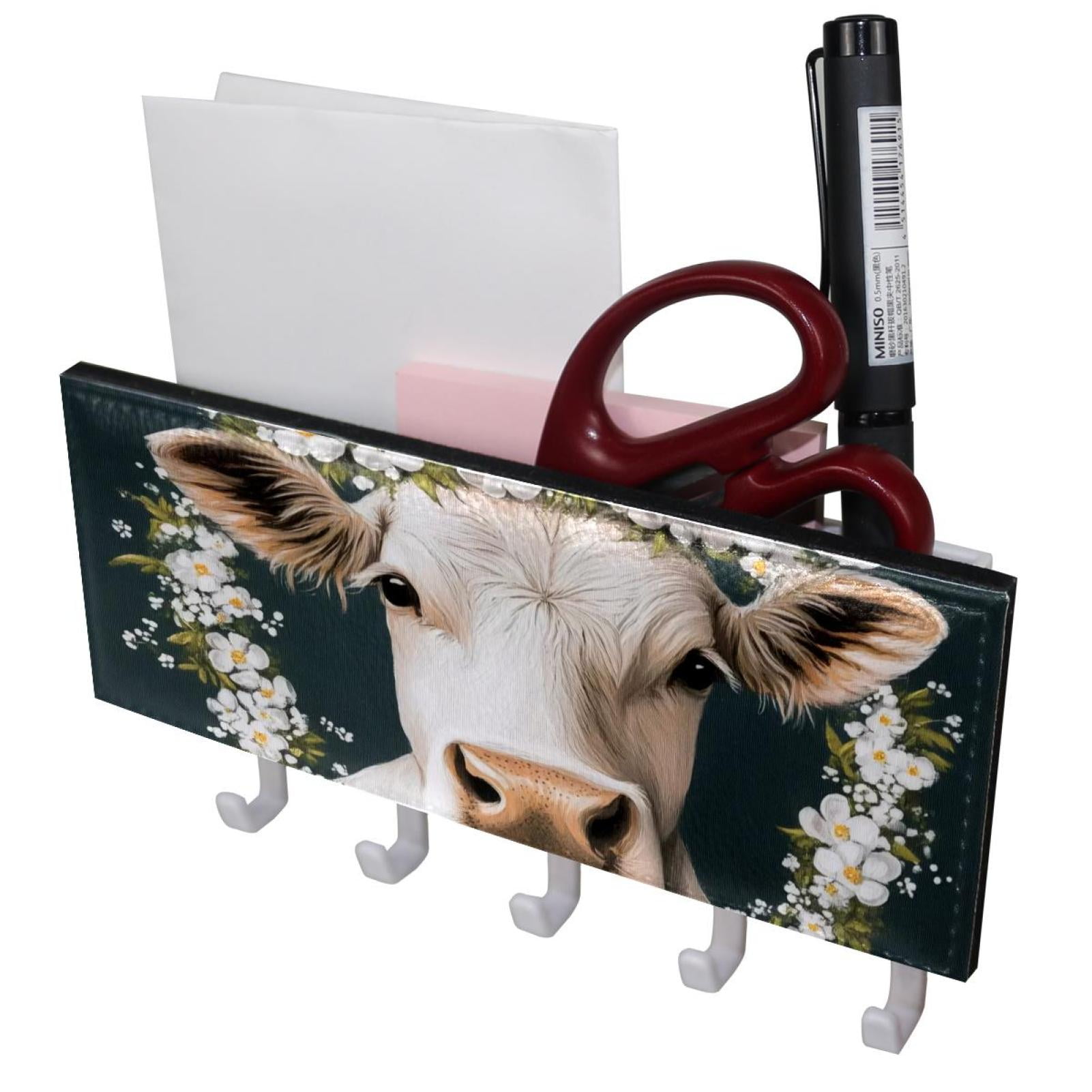 PhooArto Key Holder for Wall Decorative with 5 Key Hooks, Daisy Wreath ...