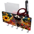thumbnail image 1 of PhooArto Key Holder for Wall Decorative with 5 Key Hooks, Flowers Sunflower Raccoon Holders Wall Mount Organizer with Mail Key Rack, Self Adhesive, 1 of 7