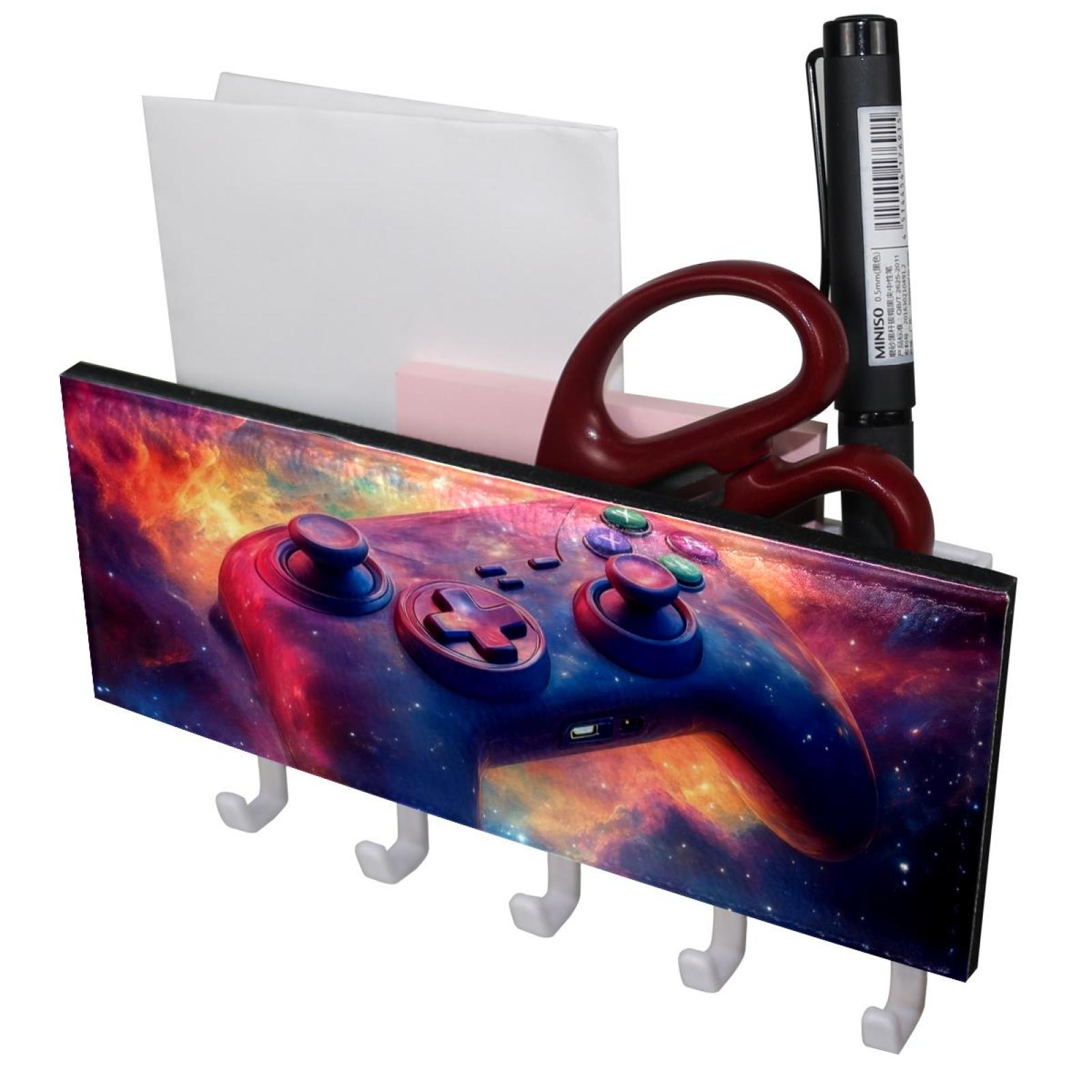 PhooArto Key Holder for Wall Decorative with 5 Key Hooks, Galaxy Game ...