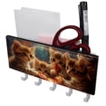 thumbnail image 1 of PhooArto Key Holder for Wall Decorative with 5 Key Hooks, Kittens Eating Pizza Galaxy Holders Wall Mount Organizer with Mail Key Rack, Self Adhesive, 1 of 7