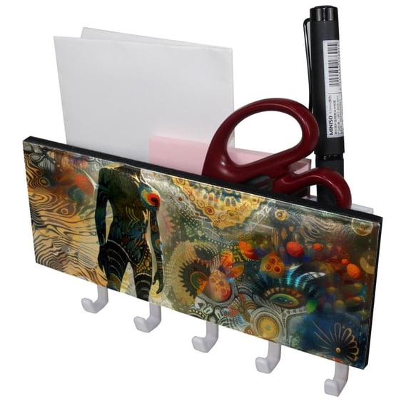 PhooArto Key Holder for Wall Decorative with 5 Key Hooks, Space Alien Standing Holders Wall Mount Organizer with Mail Key Rack, Self Adhesive