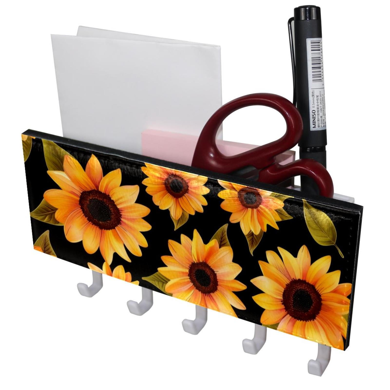 PhooArto Key Holder for Wall Decorative with 5 Key Hooks, Sunflower ...