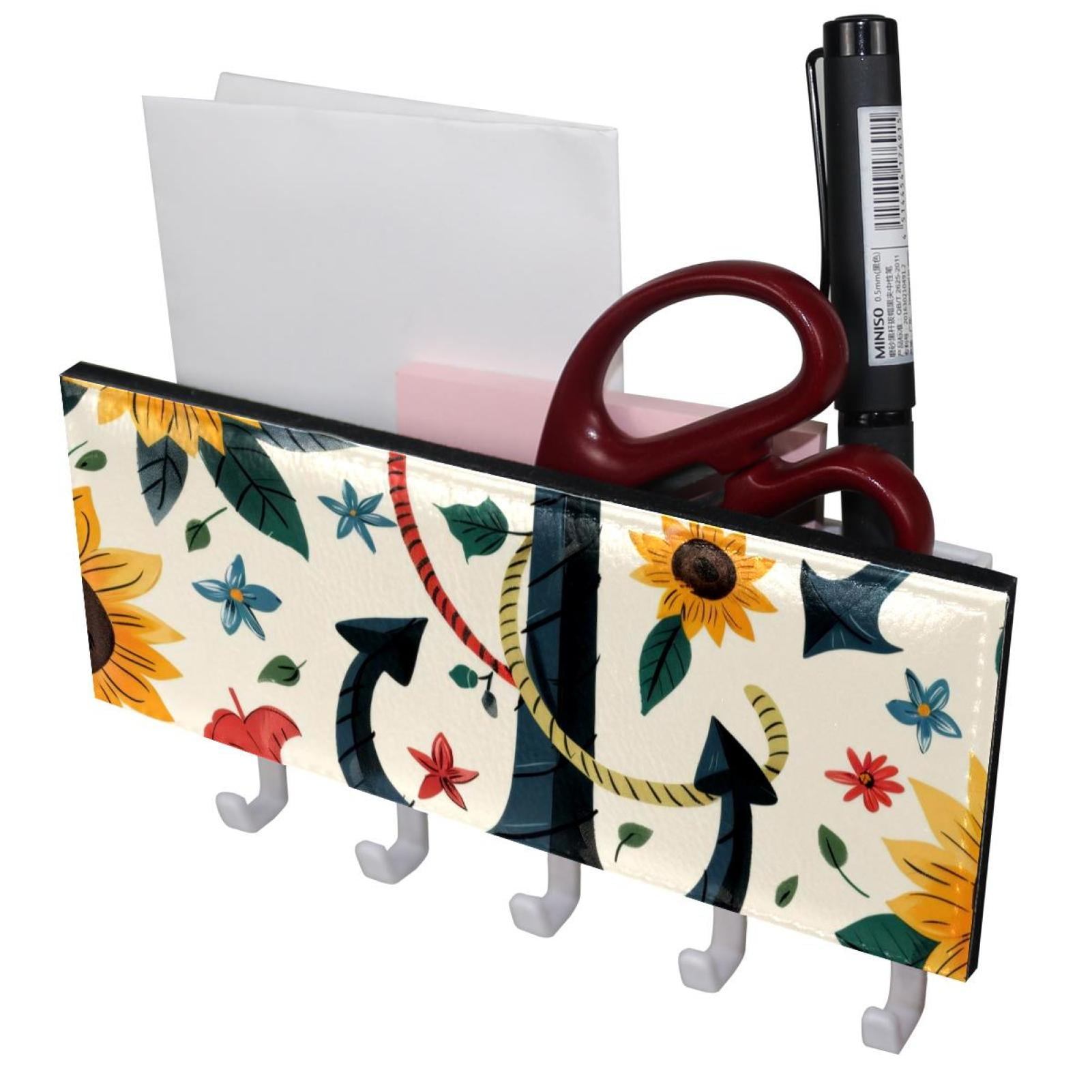 PhooArto Key Holder for Wall Decorative with 5 Key Hooks, Sunflowers ...