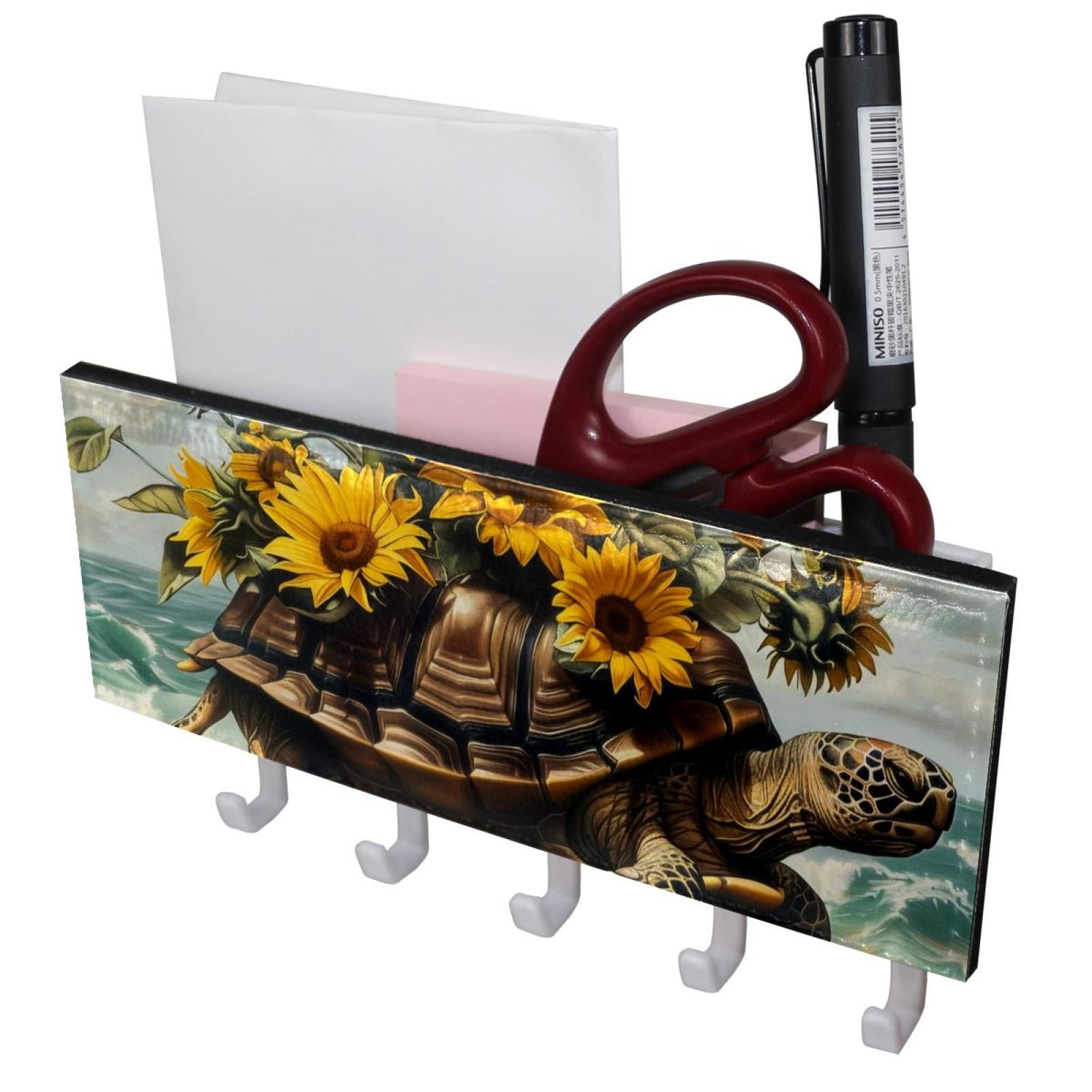 PhooArto Key Holder for Wall Decorative with 5 Key Hooks, Sunflowers ...