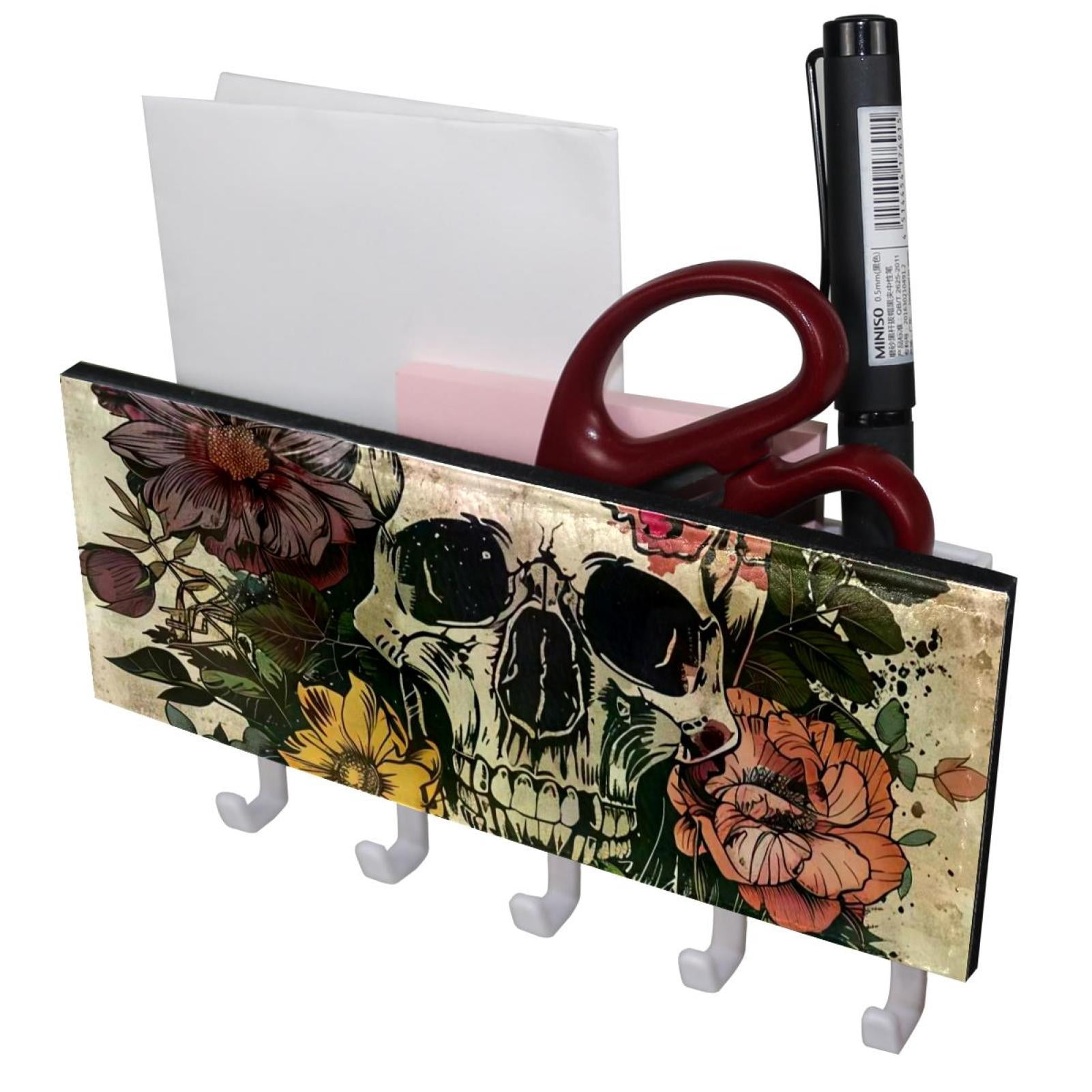 PhooArto Key Holder for Wall Decorative with 5 Key Hooks, Vintage Skull ...