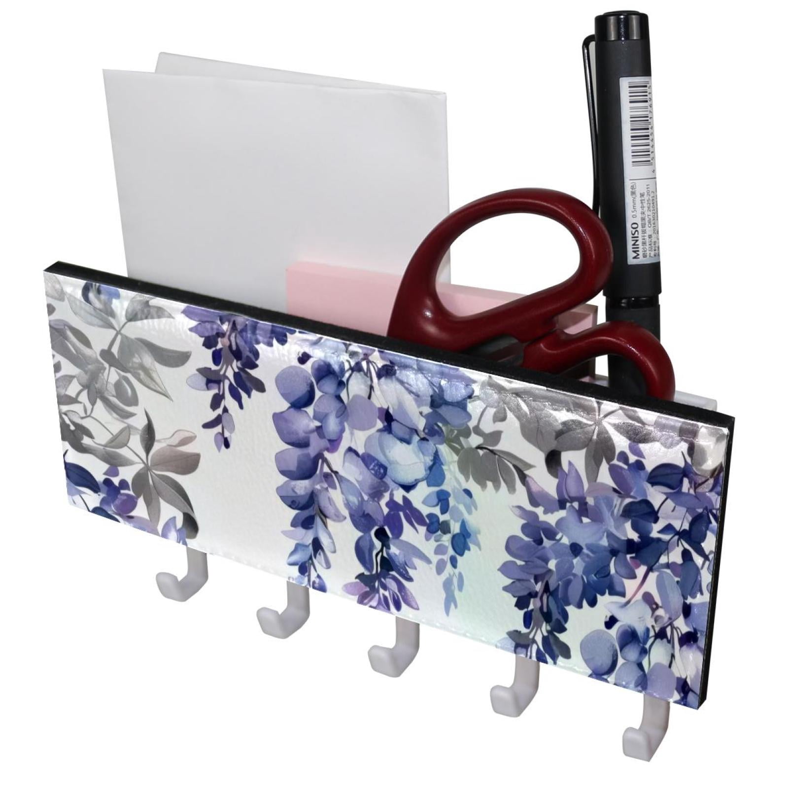 PhooArto Key Holder for Wall Decorative with 5 Key Hooks, Wisteria ...