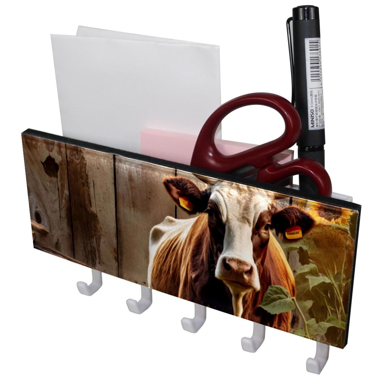 PhooArto Key Holder for Wall Decorative with 5 Key Hooks, Wood Board ...