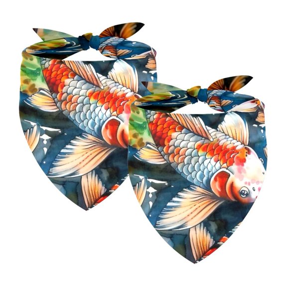 PhooArto Koi Fish Pink Lotus Dog Bandanas, 2 Pack Soft Washable Pet Scarf Triangle for Large Dogs Puppies and Cats