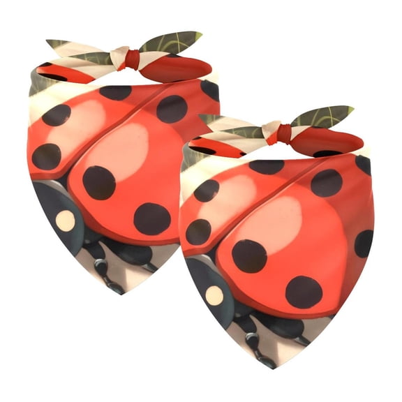 PhooArto Ladybug on the Book Dog Bandanas, 2 Pack Soft Washable Pet Scarf Triangle for Large Dogs Puppies and Cats