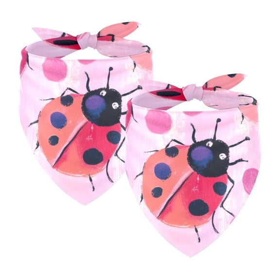 PhooArto Ladybugs and Dots Patterns Dog Bandanas, 2 Pack Soft Washable Pet Scarf Triangle for Large Dogs Puppies and Cats