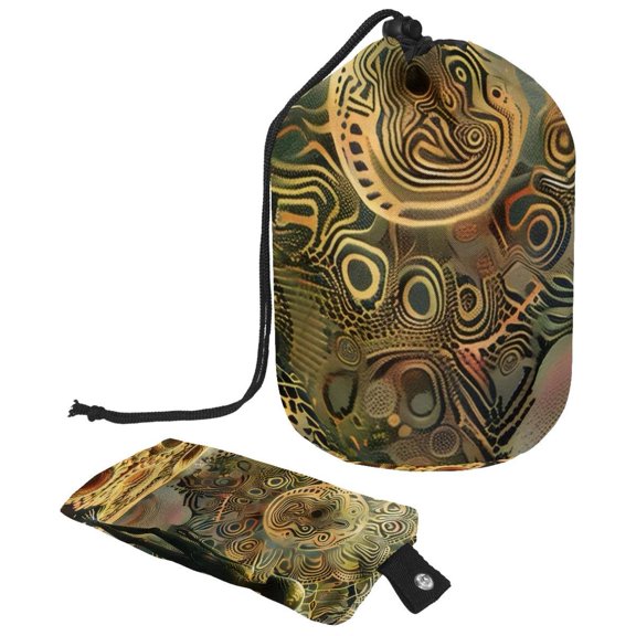 PhooArto Large Barrel Drawstring Makeup Bag, Alien Standing Bizarre Pattern Travel Cosmetic Bag Portable Make Up Organizer Bag