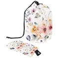 thumbnail image 1 of PhooArto Large Barrel Drawstring Makeup Bag, Butterflies Flowers Pattern Travel Cosmetic Bag Portable Make Up Organizer Bag, 1 of 6