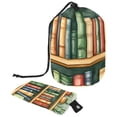 thumbnail image 1 of PhooArto Large Barrel Drawstring Makeup Bag, Cactus and Bookshelf Pattern Travel Cosmetic Bag Portable Make Up Organizer Bag, 1 of 6