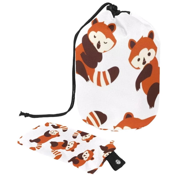PhooArto Large Barrel Drawstring Makeup Bag, Cartoon Red Panda Pattern Travel Cosmetic Bag Portable Make Up Organizer Bag