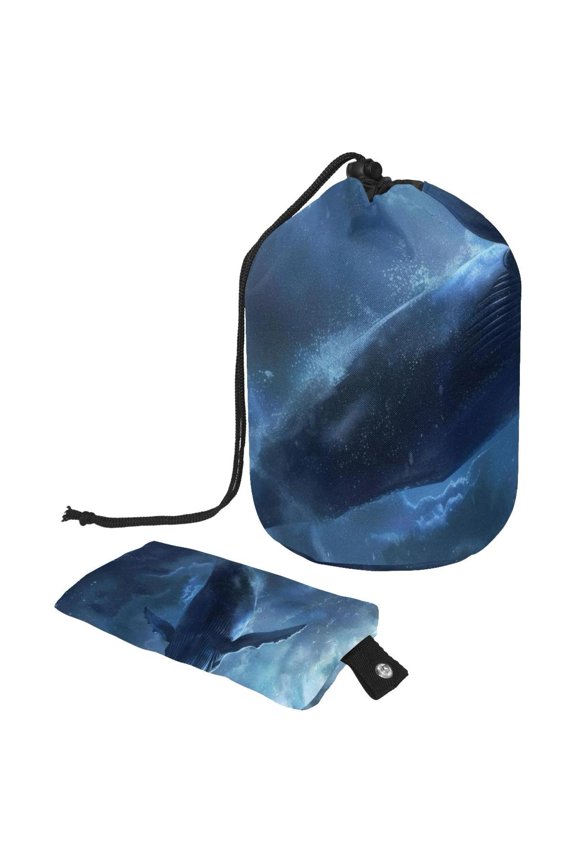 Large Barrel Drawstring Makeup Bag, Ocean Shark Flying Sky Travel Cosmetic Bag Portable Make Up Organizer Bag