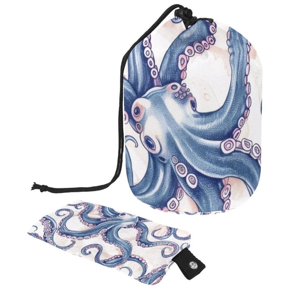 PhooArto Large Barrel Drawstring Makeup Bag, Octopus Tentacles Pattern Travel Cosmetic Bag Portable Make Up Organizer Bag