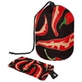 thumbnail image 1 of PhooArto Large Barrel Drawstring Makeup Bag, Red Chili Peppers Patterns Travel Cosmetic Bag Portable Make Up Organizer Bag, 1 of 6