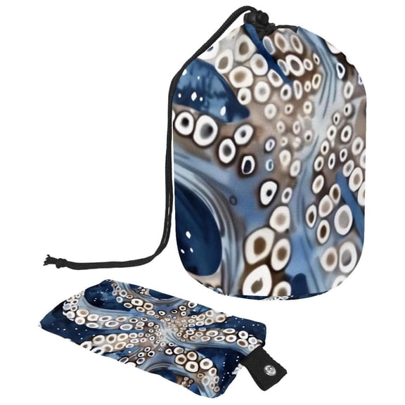 PhooArto Large Barrel Drawstring Makeup Bag, Sea Octopus Feet Patterns Travel Cosmetic Bag Portable Make Up Organizer Bag
