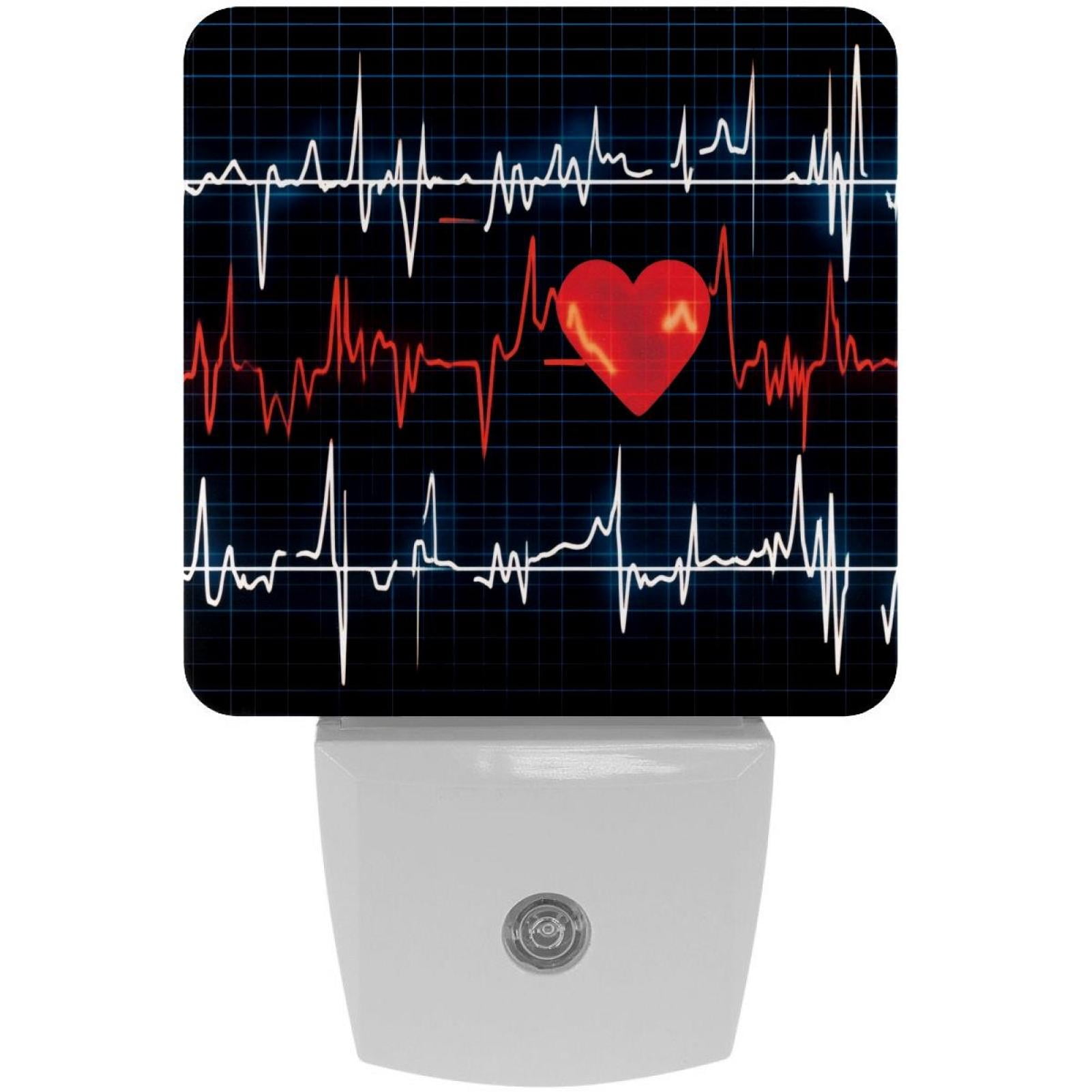PhooArto Lifeline Heart Heartbeat Pattern Plug in LED Night Light Auto Sensor Dusk to Dawn Decorative Night for Bedroom, Bathroom, Kitchen, Hallway, Stairs, Baby's Room, Energy Saving