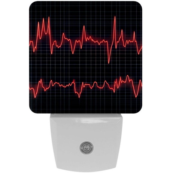 PhooArto Lifeline Heart Pattern Plug in LED Night Light Auto Sensor Dusk to Dawn Decorative Night for Bedroom, Bathroom, Kitchen, Hallway, Stairs, Baby's Room, Energy Saving