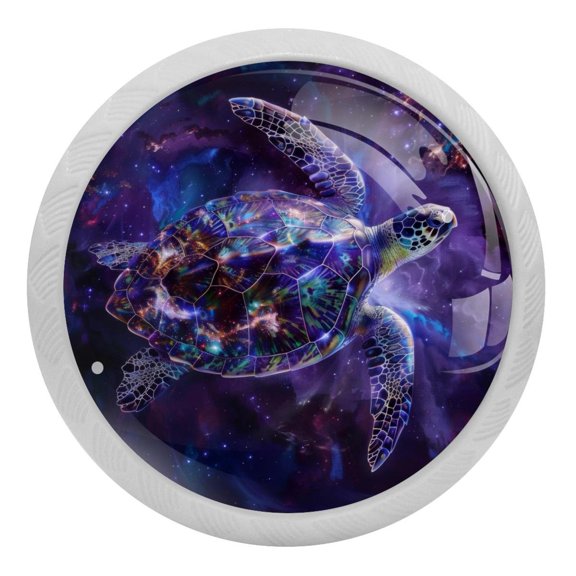 PhooArto Magic Galaxy Turtle 4 PCS Crystal Glass Cabinet Knobs, Drawer Kitchen Cabinets Dresser Cupboard Wardrobe Pulls Handle - Glowing in the Dark