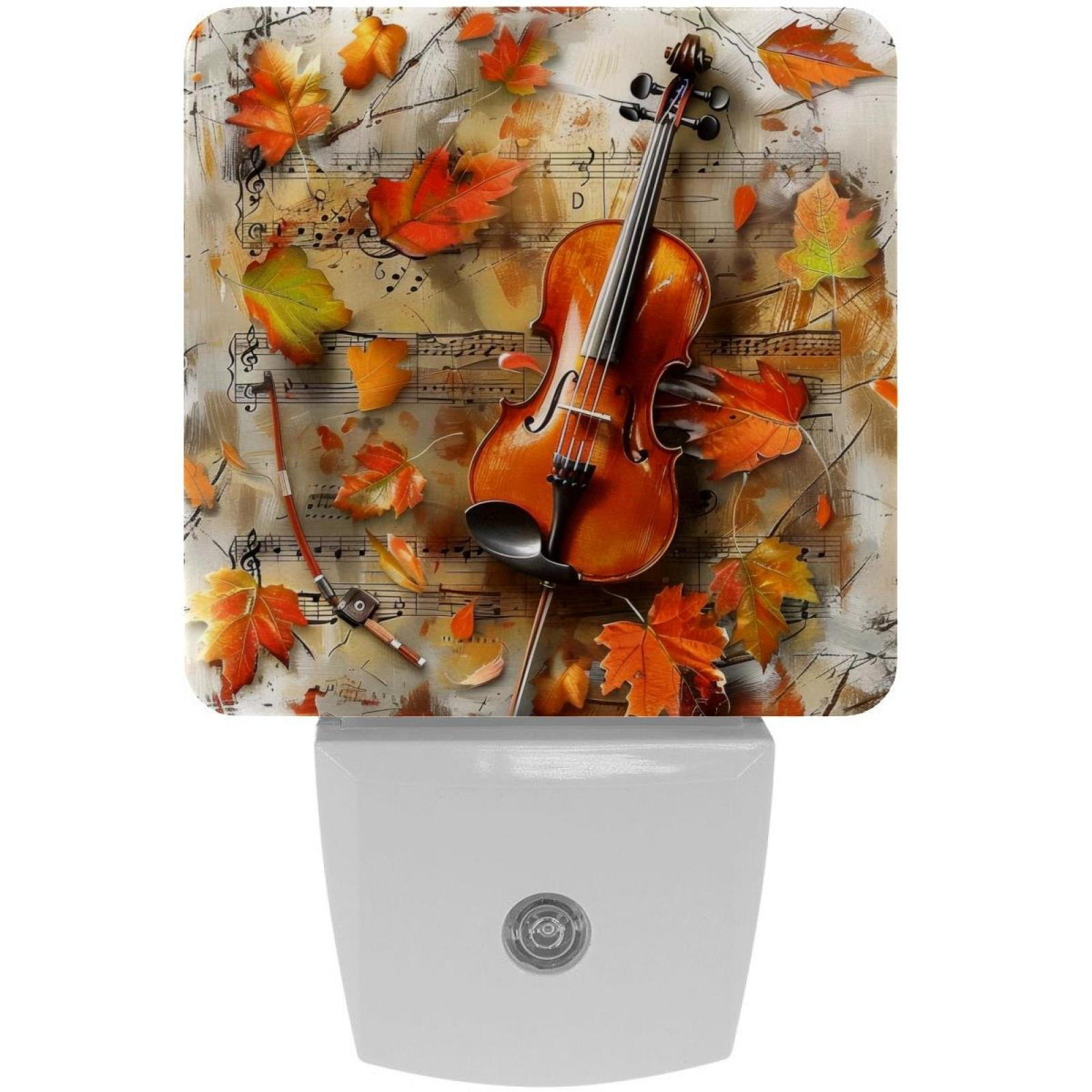PhooArto Maple Leaves Violin Music Plug in LED Night Light Auto Sensor Dusk to Dawn Decorative Night for Bedroom, Bathroom, Kitchen, Hallway, Stairs, Baby's Room, Energy Saving