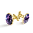 thumbnail image 1 of PhooArto Men's Classic Stainless Steel, Cool Dinosaur on Purple Galaxy Cufflinks Business Wedding Shirts, Golden, 1 of 7