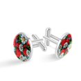 thumbnail image 1 of PhooArto Men's Classic Stainless Steel, Cute Strawberry Daisy Flowers Pattern Cufflinks Business Wedding Shirts, Silver, 1 of 1