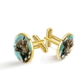 thumbnail image 1 of PhooArto Men's Classic Stainless Steel, Highland Cow Teal Daisy on Rustic Wooden Cufflinks Business Wedding Shirts, Golden, 1 of 7