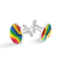 thumbnail image 1 of PhooArto Men's Classic Stainless Steel, Rainbow Background Music Notes Cufflinks Business Wedding Shirts, Silver, 1 of 7