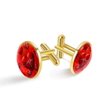 PhooArto Men's Classic Stainless Steel, Red Heart Life Illustration Cufflinks Business Wedding Shirts, Golden