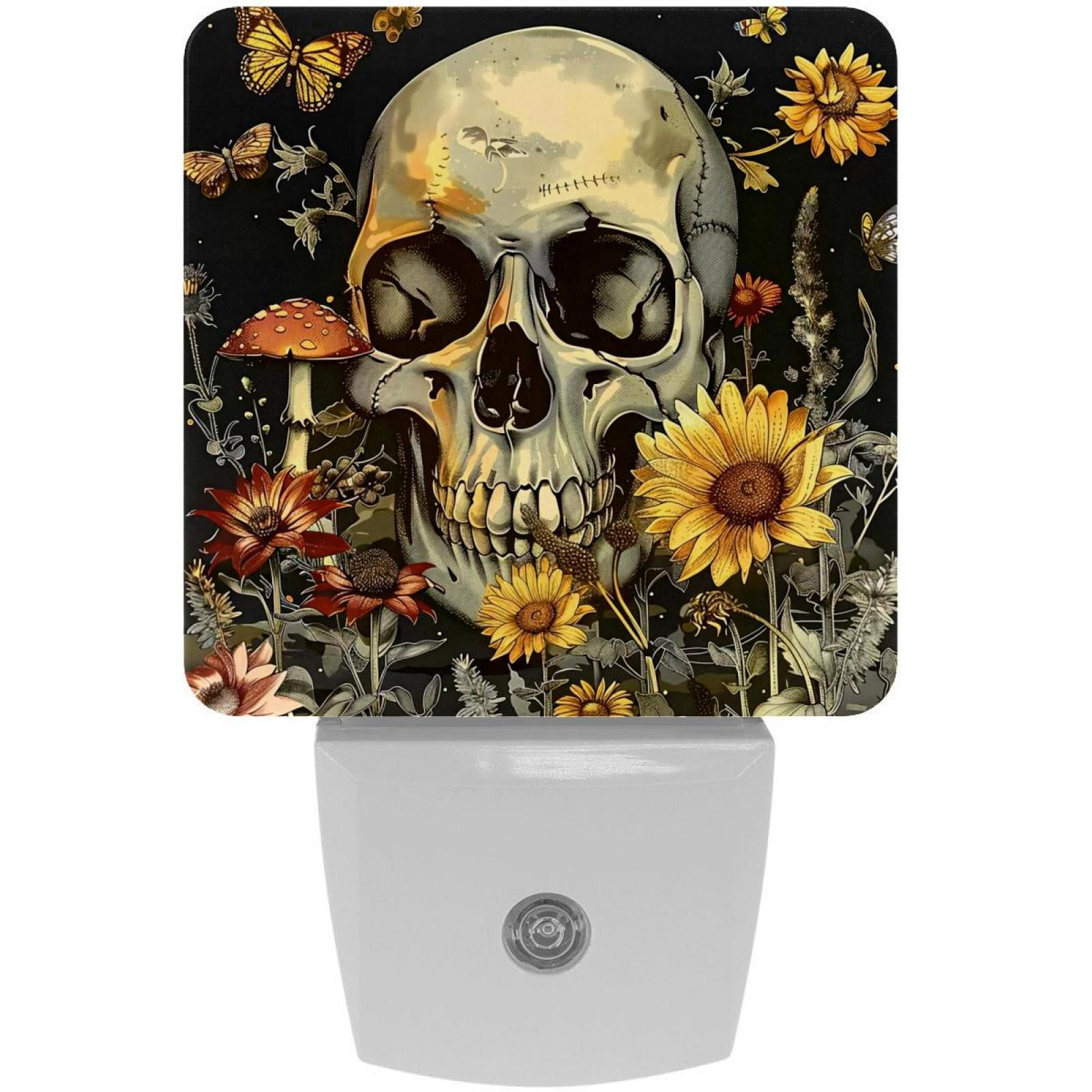 PhooArto Mushroom Sunflower Skull Plug in LED Night Light Auto Sensor Dusk to Dawn Decorative Night for Bedroom, Bathroom, Kitchen, Hallway, Stairs, Baby's Room, Energy Saving